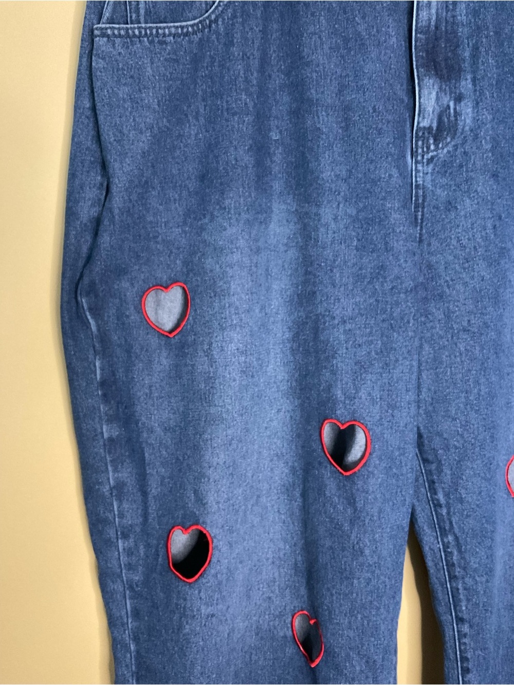 Shiny By Nature Women’s Dark Blue Heart-Appliqué Jeans